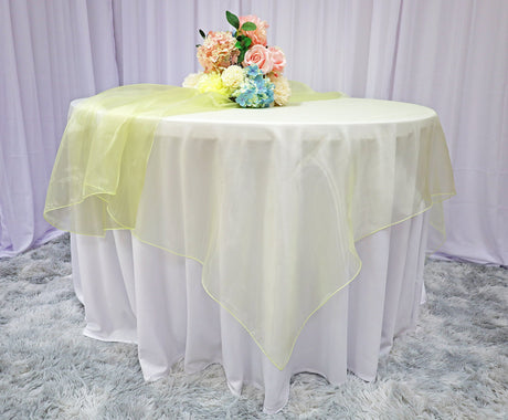Square Organza Table Overlay 90x90 Baby Maize
