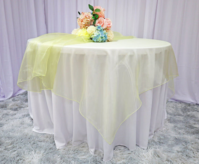 Organza Square Table Overlay 72x72 Baby Maize