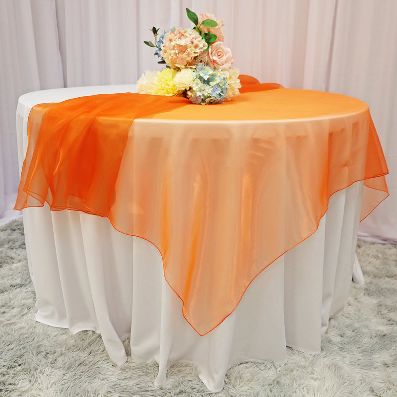 Organza Table Overlay 72x72 Square Orange