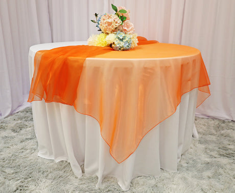 Organza Table Overlay 72x72 Square Orange