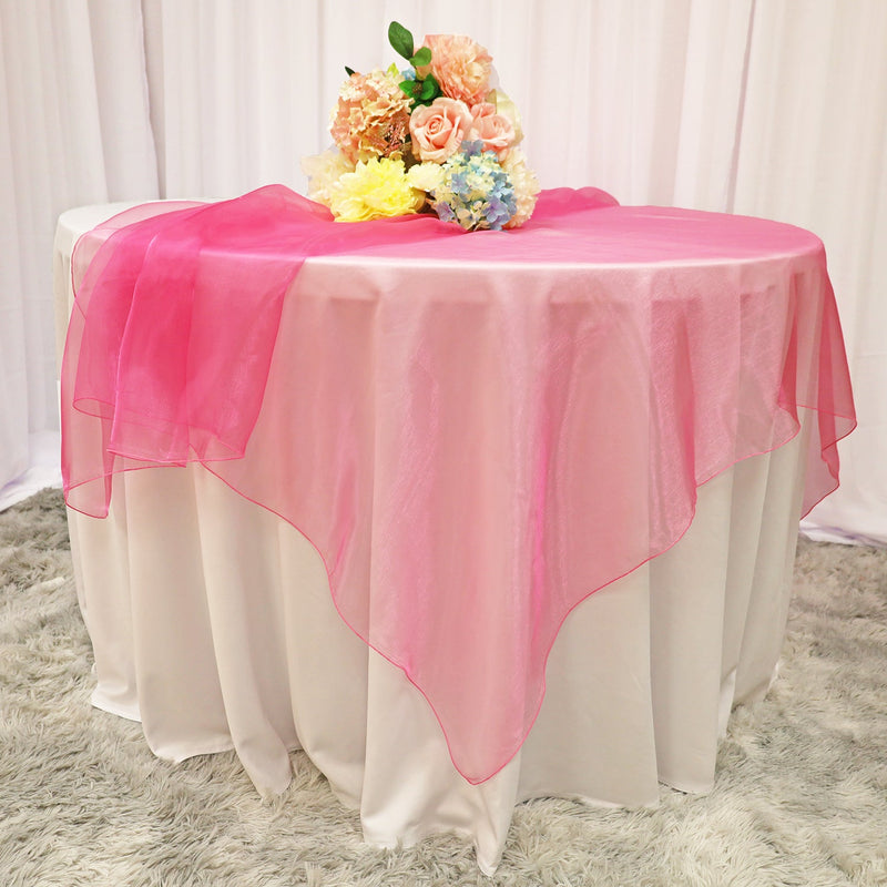 Square Organza Table Overlay 54x54 Bubble Gum