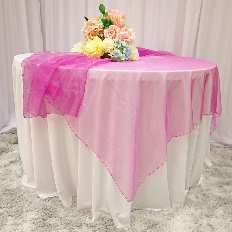 Organza Square Table Overlay 90x90 Magenta/Azalea
