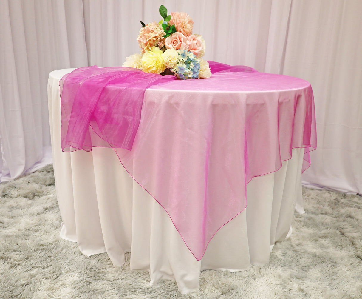 Organza Square Table Overlay 90x90 Magenta/Azalea