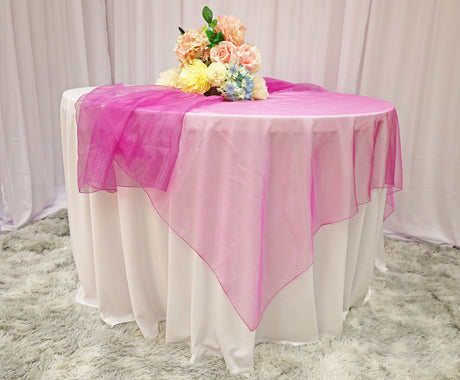Organza Square Table Overlay 90x90 Magenta/Azalea
