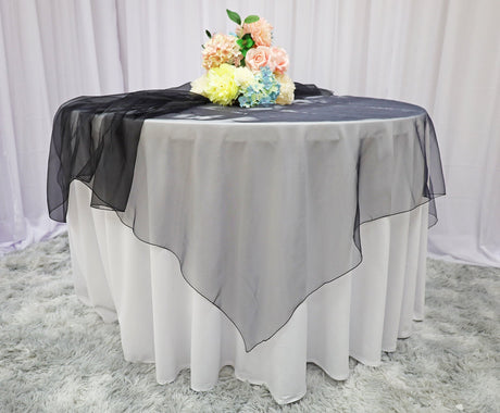 Square Organza Table Overlay 90x90 Black