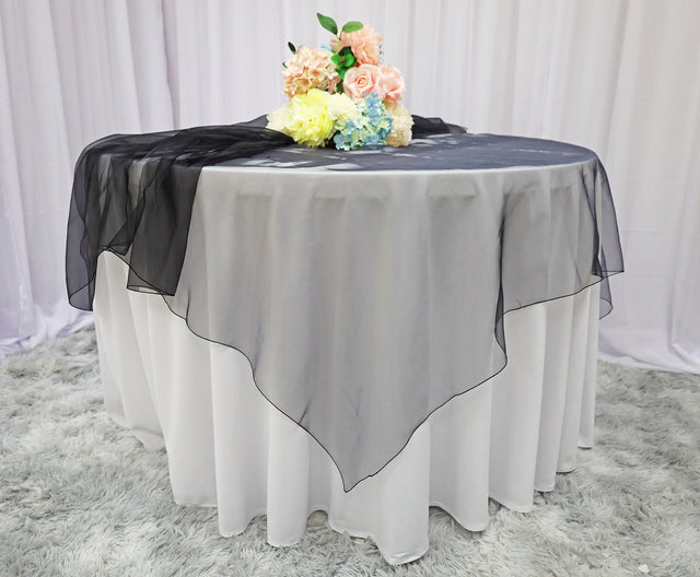 Square Organza Table Overlay 90x90 Black