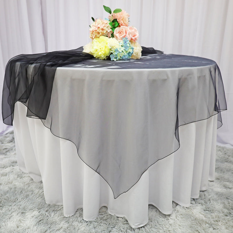 Organza Table Overlay 54x54 Square Black