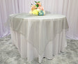 Square Organza Table Overlay 72x72 Silver