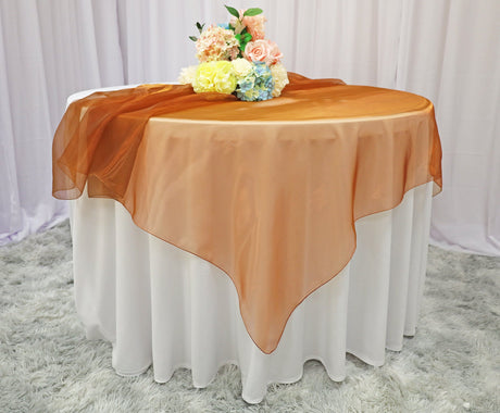 Square Organza Table Overlay 72x72 Copper