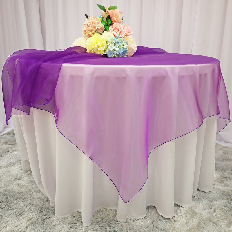Organza Square Table Overlay 72x72 Purple