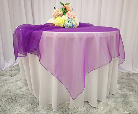 Organza Square Table Overlay 72x72 Purple
