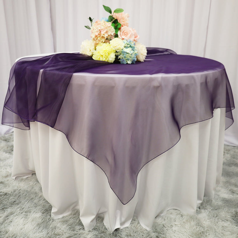 Organza Table Overlay 54x54 Square Eggplant