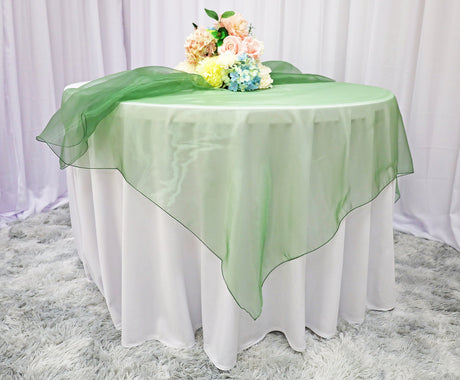 Square Organza Table Overlay 72x72 Clover Green