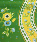 Bloomcraft Vintage Green Yellow Floral River Cotton Fabric - Floral River, Green Yellow Blue White, 54" Width, 13.5" Horizontal Repeat, 22" Vertical Repeat (1 Yard)