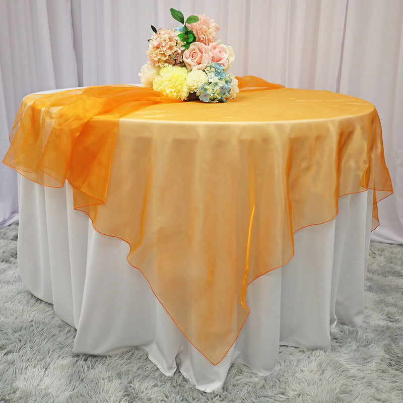 Organza Table Overlay 90x90 Square Tangerine