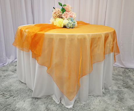 Organza Table Overlay 90x90 Square Tangerine