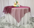 Organza Square Table Overlay 72x72 Plum