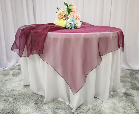 Organza Square Table Overlay 72x72 Plum
