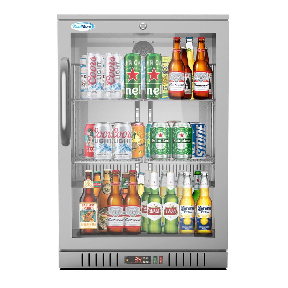 Koolmore 24 in. One-Door Back Bar Stainless Steel Refrigerator - 4.1 Cu
