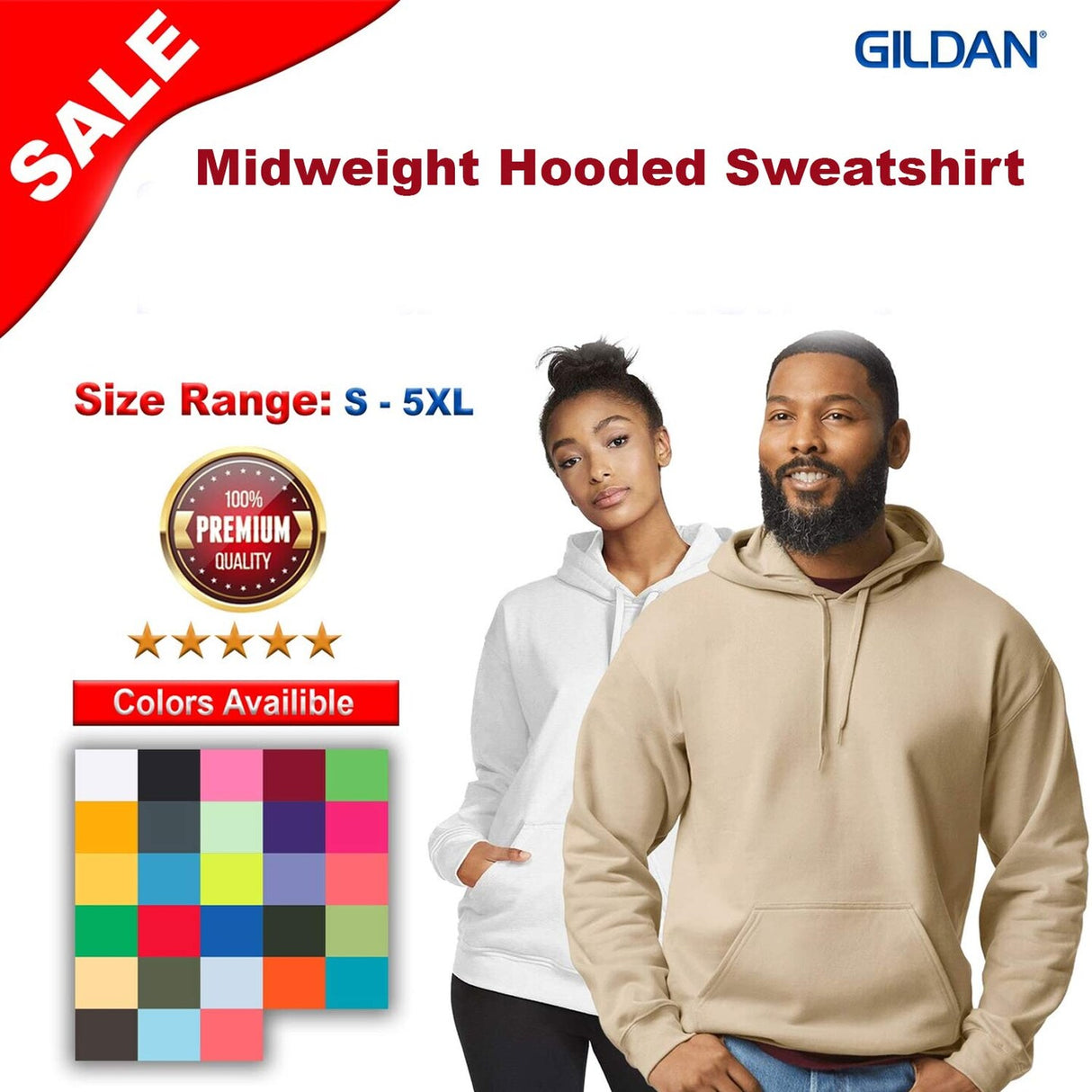 Gildan® Unisex Softstyle Midweight Long Sleeve Hooded Sweatshirt