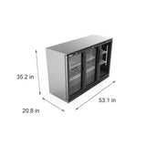 KoolMore 53 in. Three-Door Back Bar Refrigerator - 11 Cu Ft.