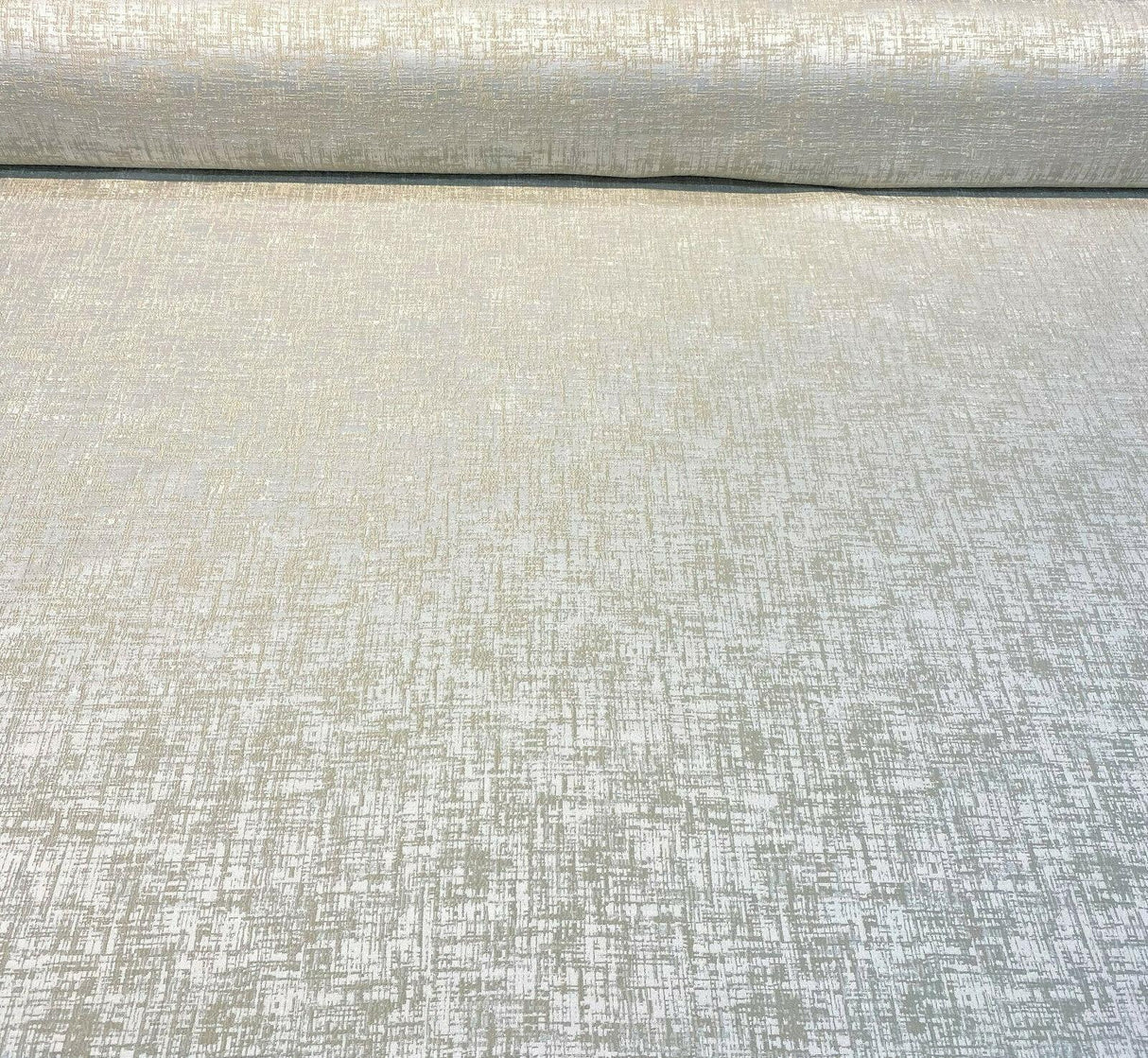 Simba Jacquard Brocade Polyester Fabric - Off White/Taupe, 54" Width (1 Yard)