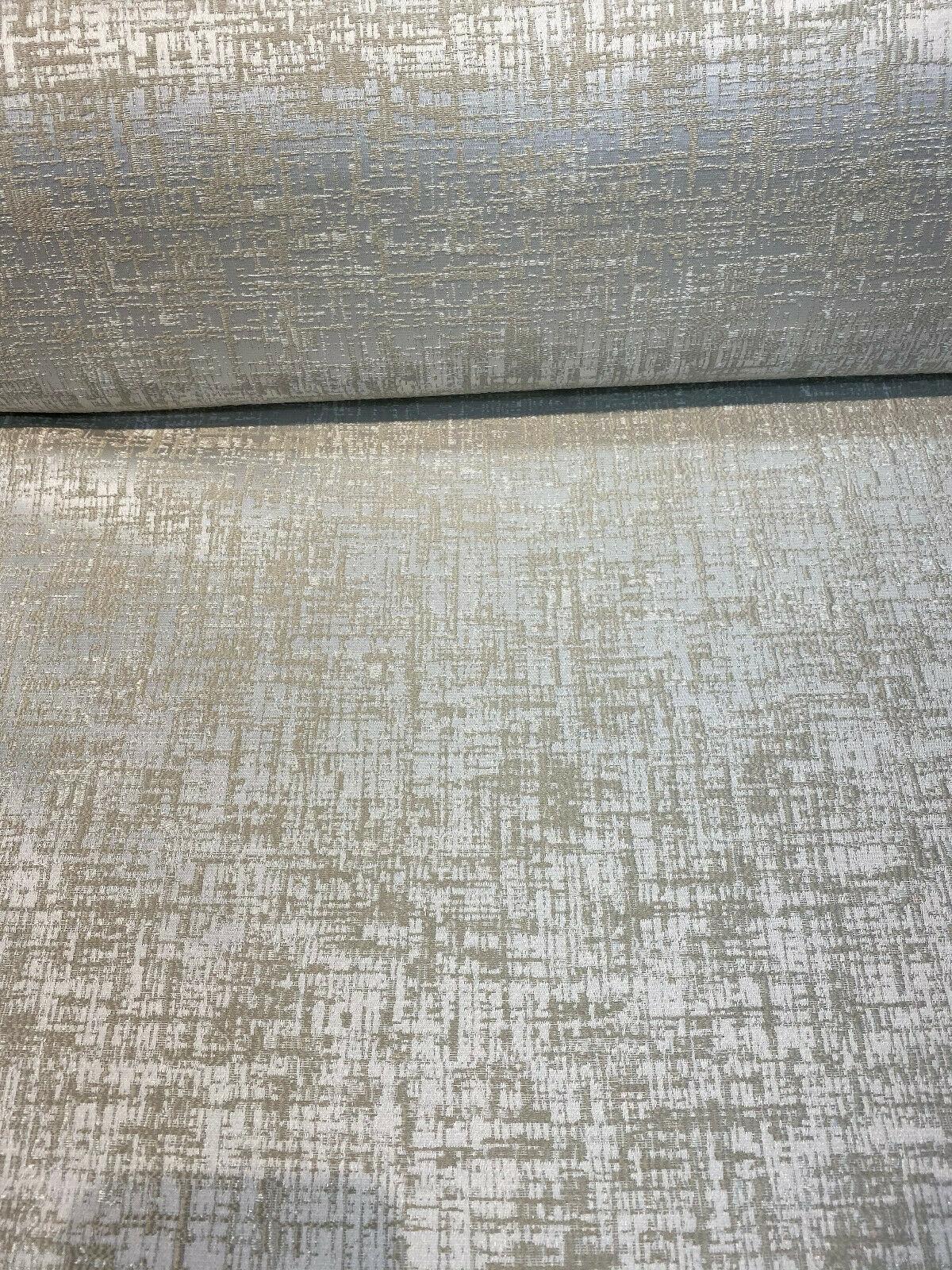Simba Jacquard Brocade Polyester Fabric - Off White/Taupe, 54" Width (1 Yard)