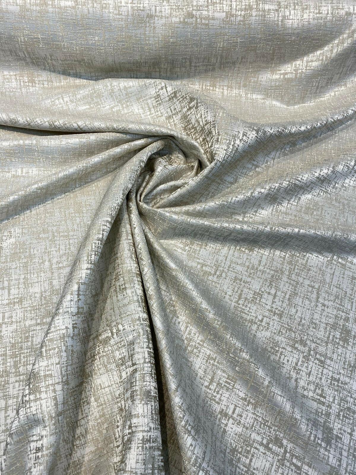 Simba Jacquard Brocade Polyester Fabric - Off White/Taupe, 54" Width (1 Yard)