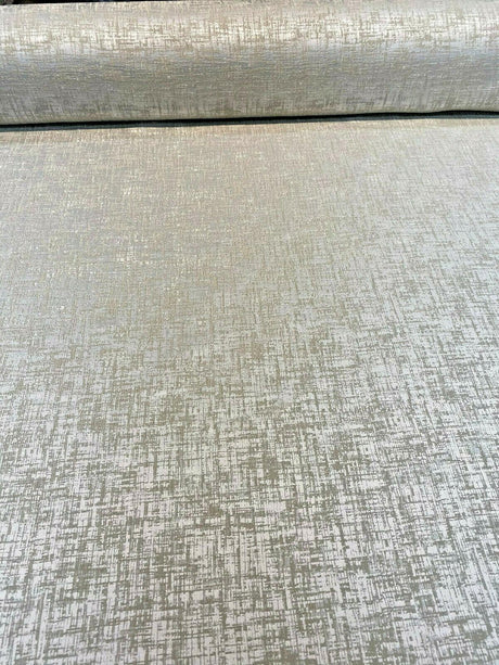 Simba Jacquard Brocade Polyester Fabric - Off White/Taupe, 54" Width (1 Yard)