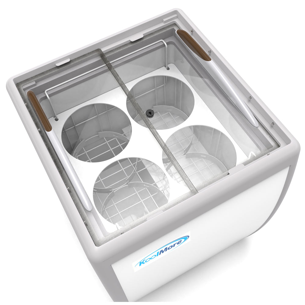 KoolMore 26 in. 4 Tub Ice Cream Dipping Cabinet Display Freezer with Sliding Glass Door, 6 cu. ft.
