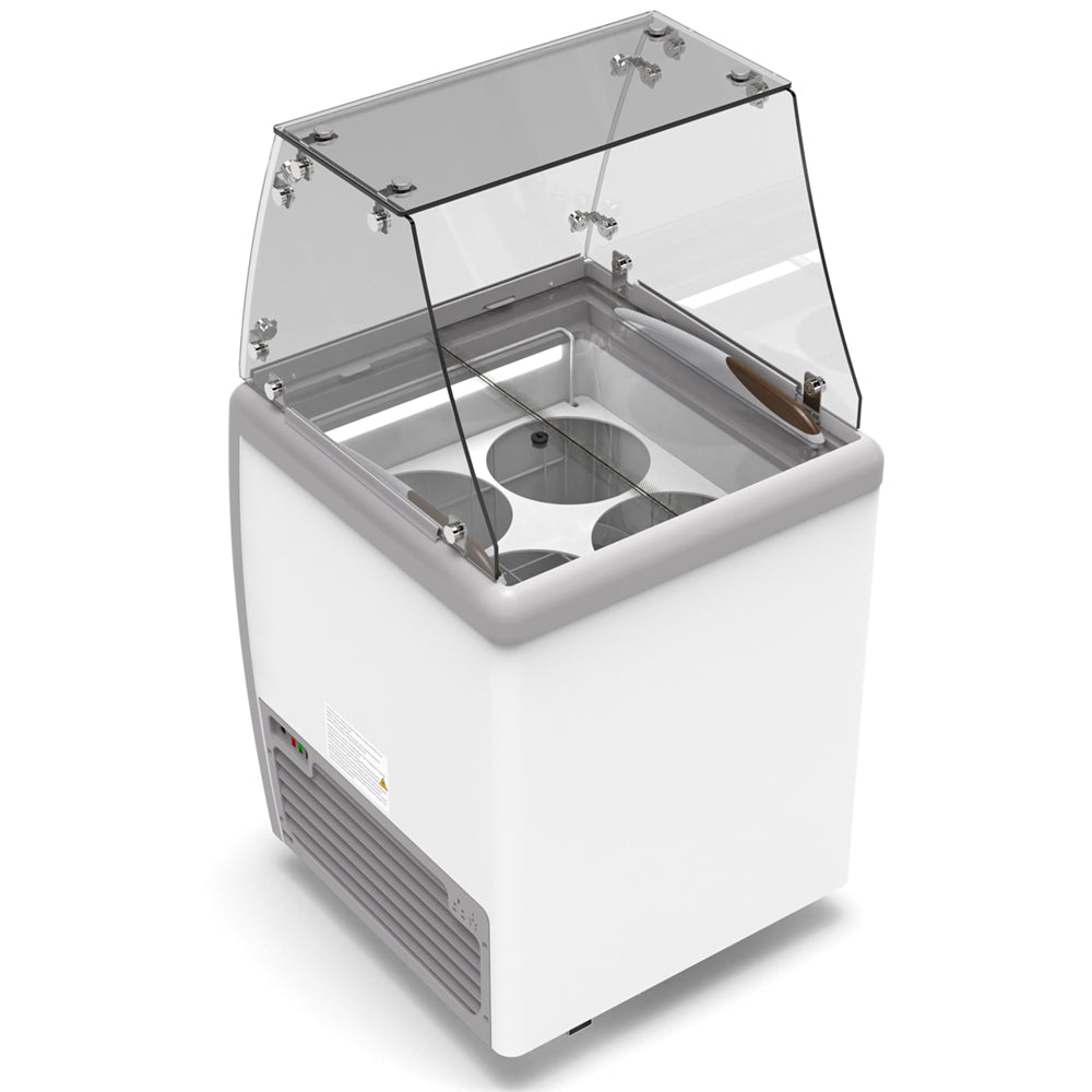KoolMore 26 in. 4 Tub Ice Cream Dipping Cabinet Display Freezer with Sliding Glass Door and Sneeze Guard, 6 cu. ft.