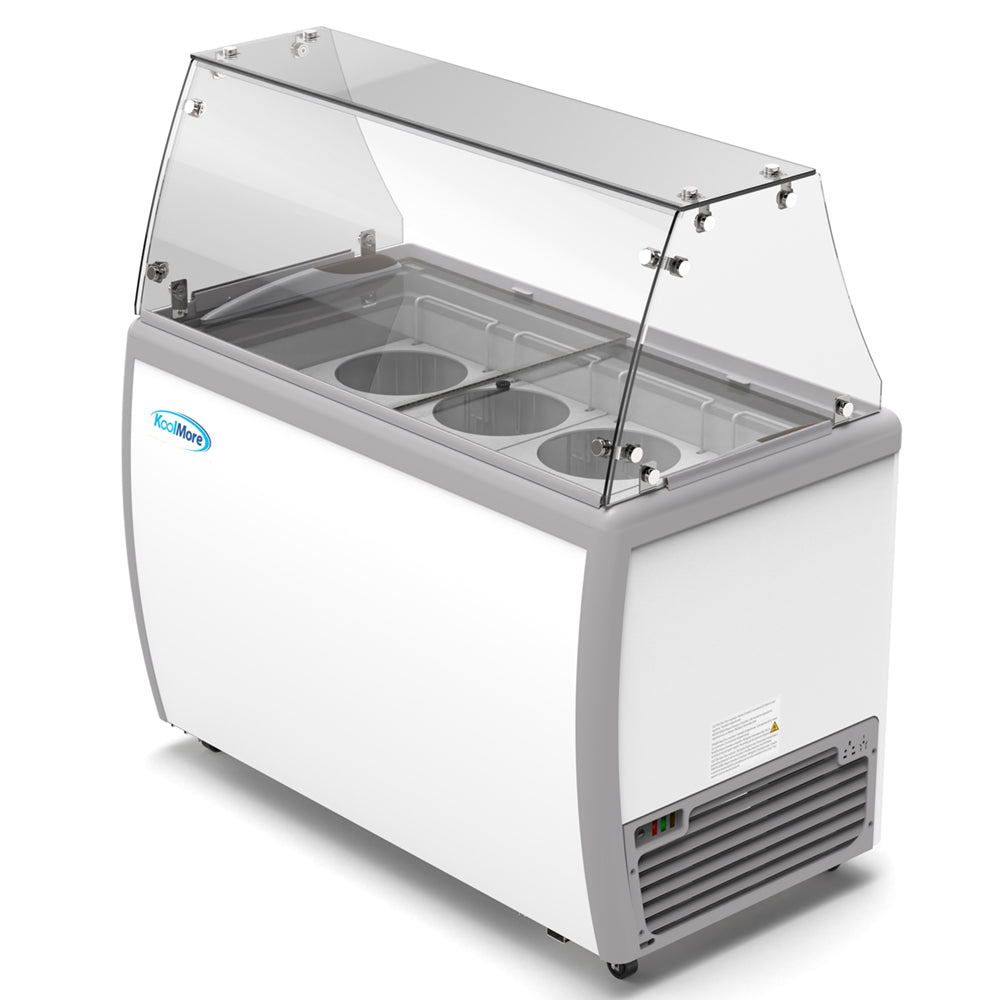 KoolMore 8 Tub Ice Cream Dipping Cabinet Display Freezer with Sliding Glass Door and Sneeze Guard 13 cu. ft.