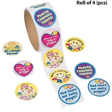 Religious Prayer Stickers Roll Vibrant stickers that add personality 11/2 inches