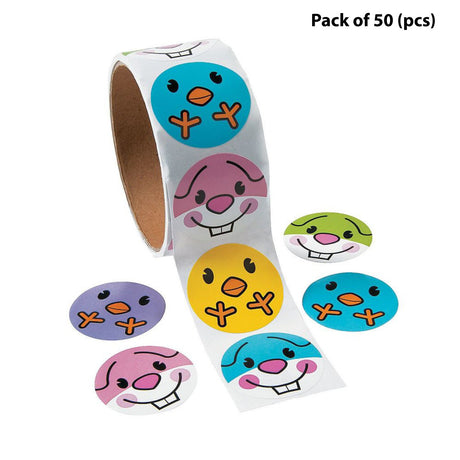 HiPremium Bunny & Chick Stickers Roll - Easter Crafts Radiate Festive Charm | 1 1/2 inches