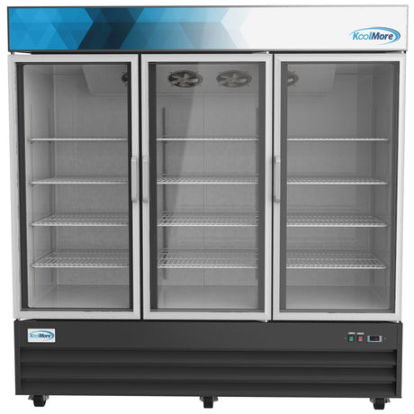 KoolMore Three-Door Merchandiser Refrigerator - 53 Cu Ft.