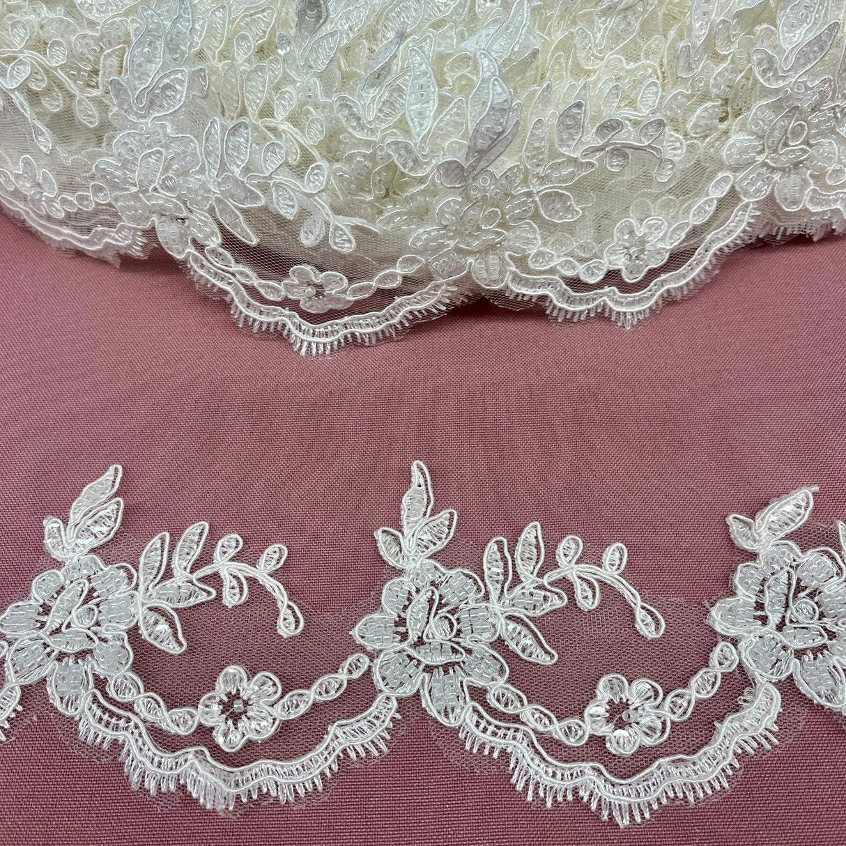 Beaded Corded Lace Trim 3" Wide