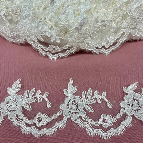 Beaded Corded Lace Trim 3" Wide