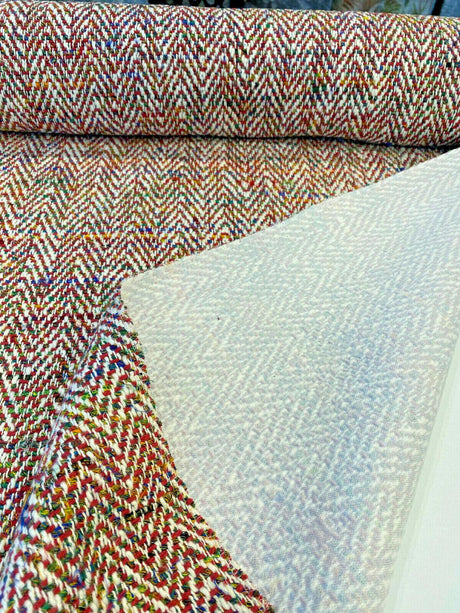 Waverly Handspun Multi Red Jacquard Upholstery Fabric - Multi Red, Woven, 54" Width (1 Yard)