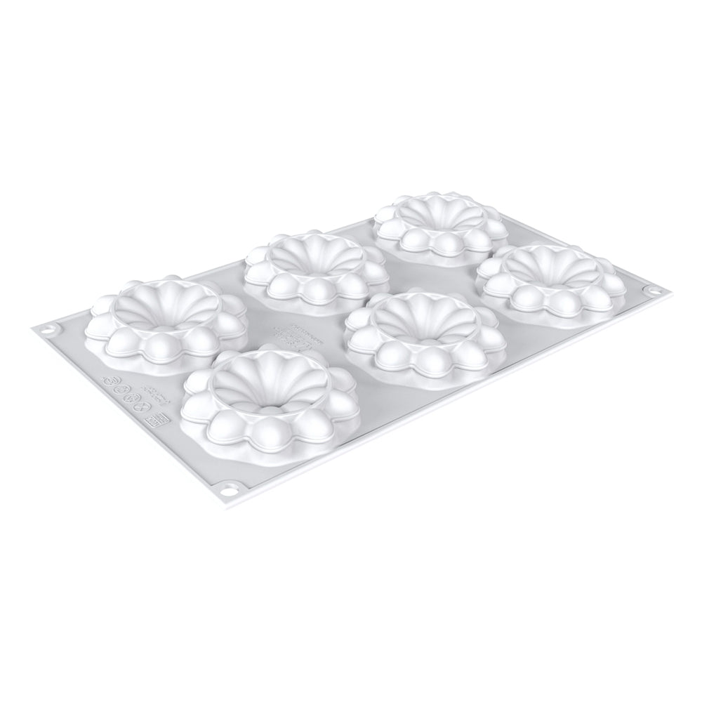 Silikomart KIT TARTE RING BLOOM 80, Ring & Mold Set, 6 Cavities