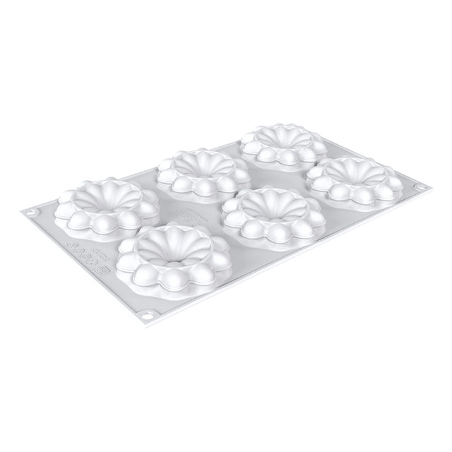 Silikomart KIT TARTE RING BLOOM 80, Ring & Mold Set, 6 Cavities