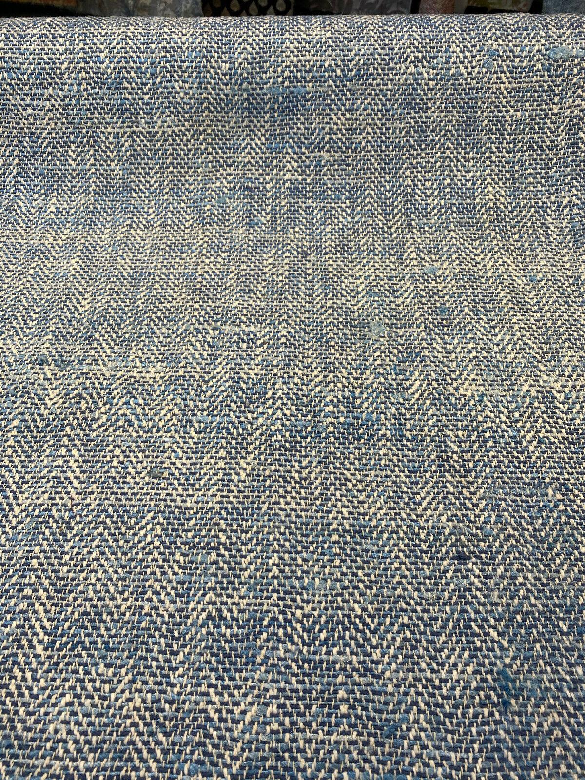 Waverly Handspun Blue Poolside Jacquard Upholstery Fabric - Blue, Off White, Beige, 54" Width (1 Yard)