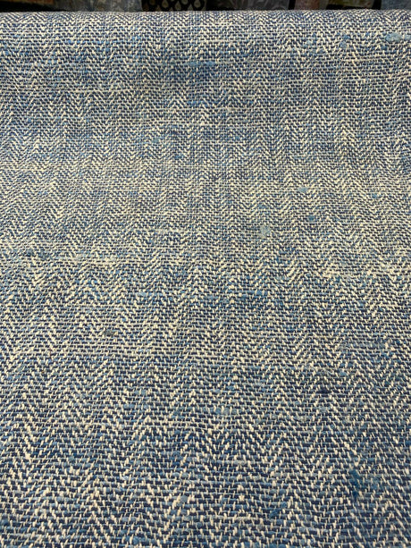 Waverly Handspun Blue Poolside Jacquard Upholstery Fabric - Blue, Off White, Beige, 54" Width (1 Yard)