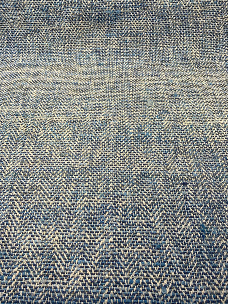 Waverly Handspun Blue Poolside Jacquard Upholstery Fabric - Blue, Off White, Beige, 54" Width (1 Yard)