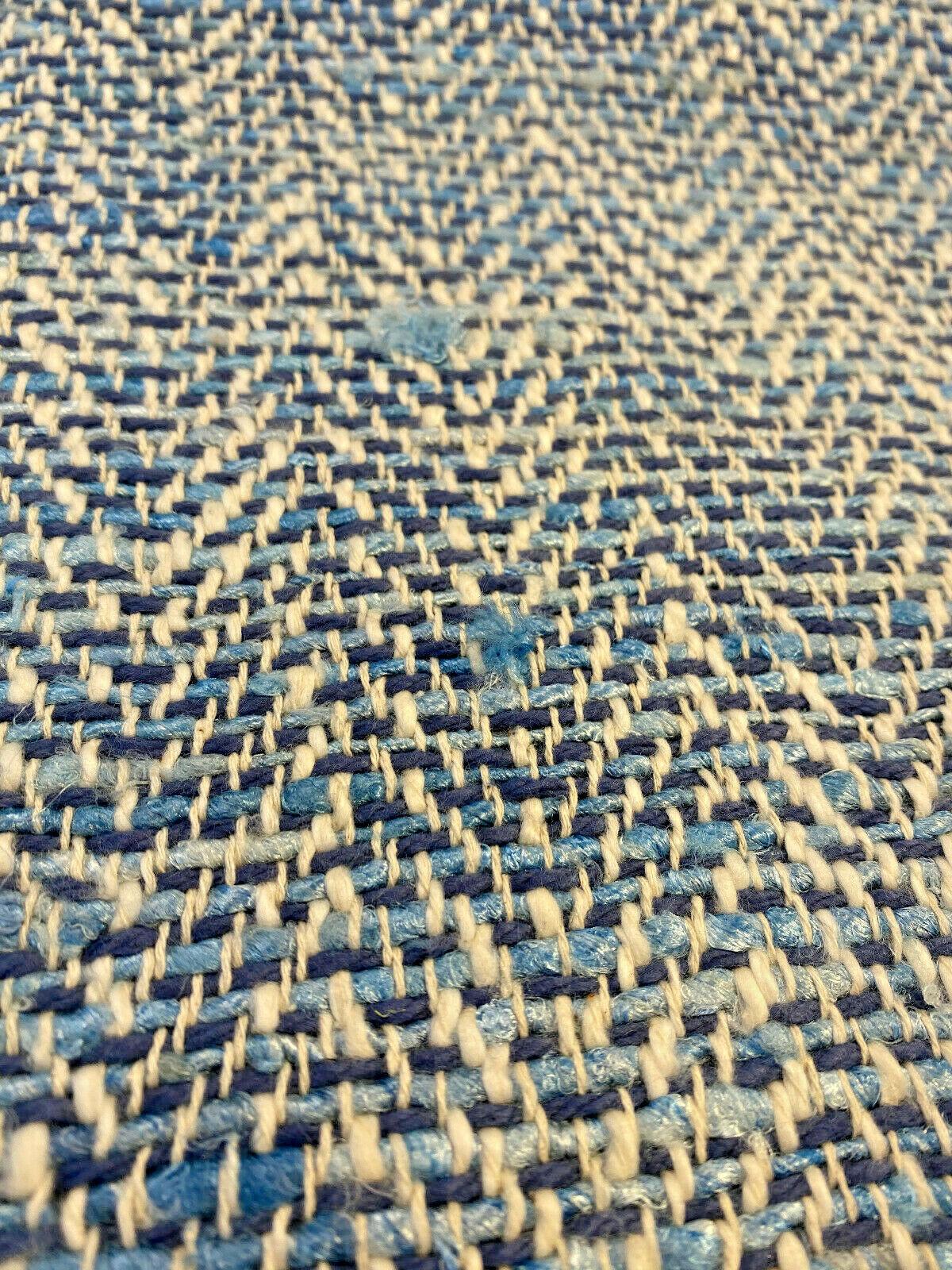 Waverly Handspun Blue Poolside Jacquard Upholstery Fabric - Blue, Off White, Beige, 54" Width (1 Yard)