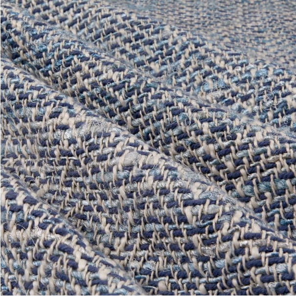 Waverly Handspun Blue Poolside Jacquard Upholstery Fabric - Blue, Off White, Beige, 54" Width (1 Yard)