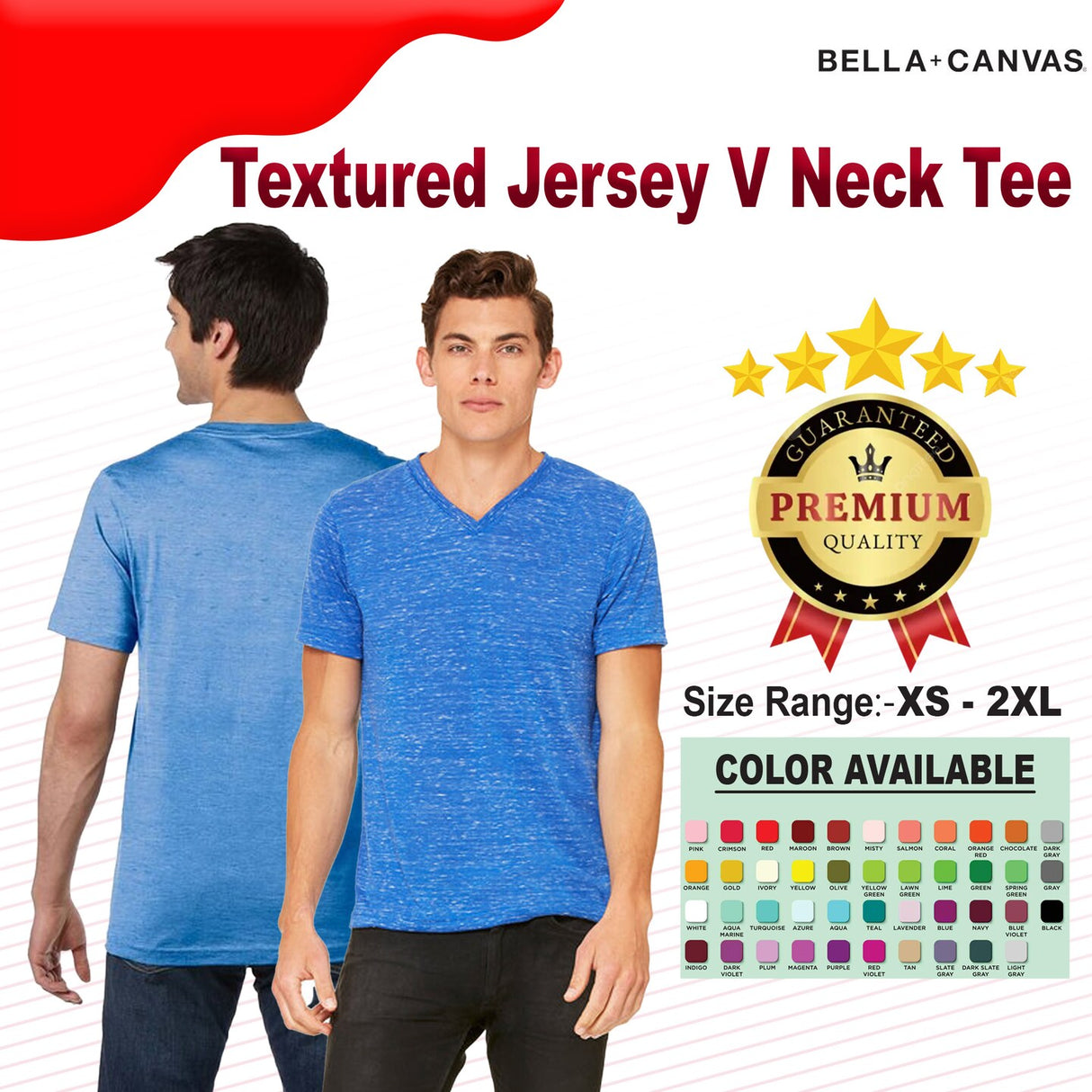 BELLA + CANVAS® Textured Jersey V Neck Tee