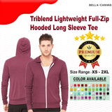 BELLA + CANVAS® Triblend Lightweight Full Zip Hooded