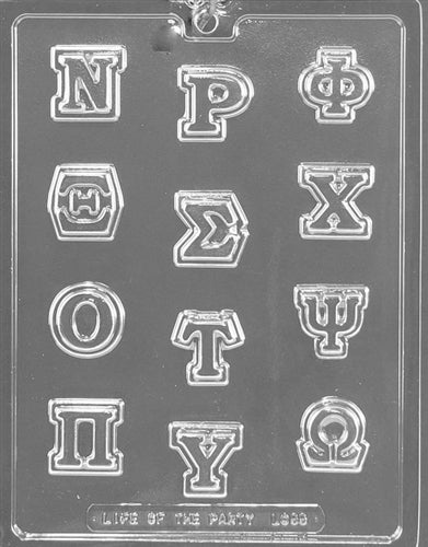 Greek Letters Nu Through Omega Chocolate Mold - LPL055