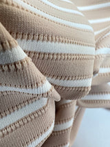 Polyamide Elastane Jacquard Knit White Beige Striped