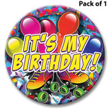 Party Time Skate Themed Button - It's My Birthday 2 1/4" button with safety pin